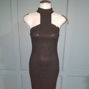 Black cocktail dress with choker neck